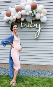 Lori in beautiful Pink Maternity Dress On Baby's Sex Revealing Day