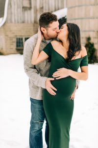 Maternity Photoshoot with Noah Wearing Green Maternity Dress-28