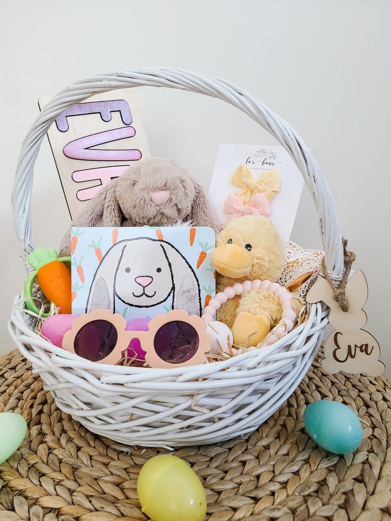 Bucket Full of Gifts for Eva's First Easter